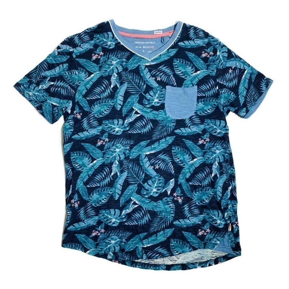 American Republic L botanical print cotton tee shirt